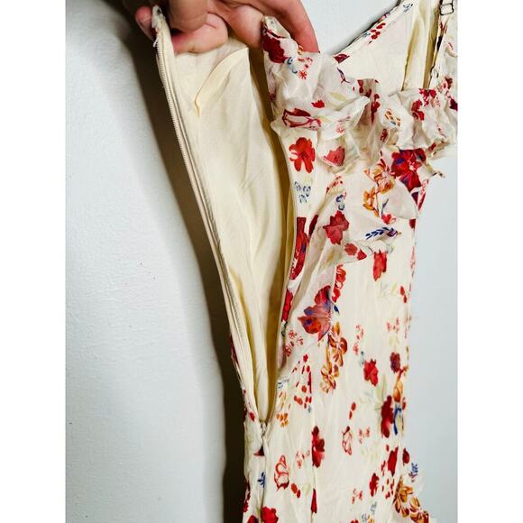 LET ME BE White Pink Floral Sleeveless Ruffle Maxi Dress NWT Size 0P Petite - Picture 8 of 12